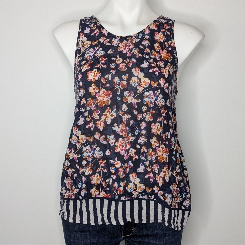 ✨3/$15 Vera Bradley Blue Orange Floral Sleeveless Tank Top S